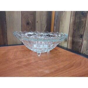 Indiana Whitehall Large 3 Toed Bowl, Round, 10" x 4" Glass Crystal Vintage